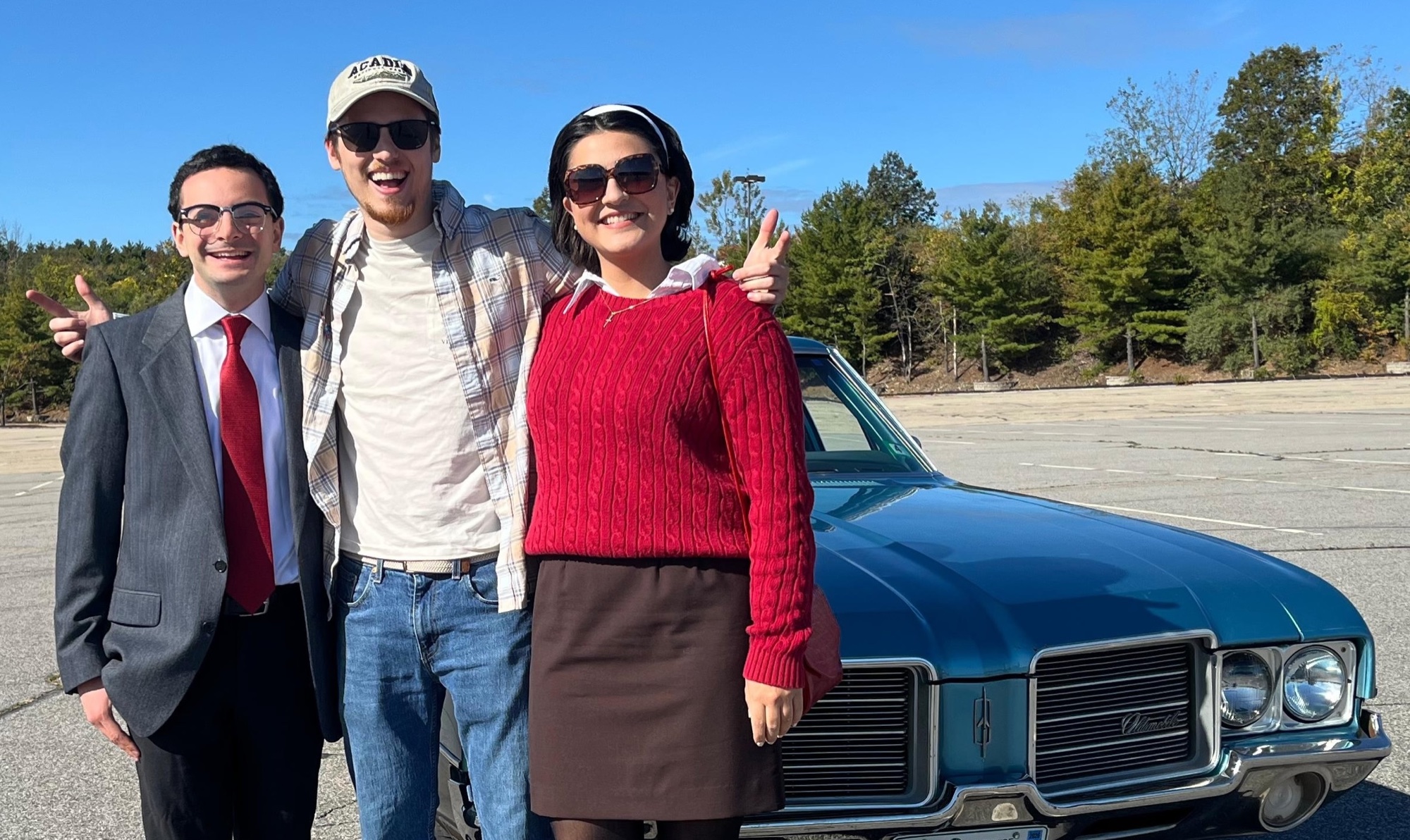 David standing with director and fellow actor