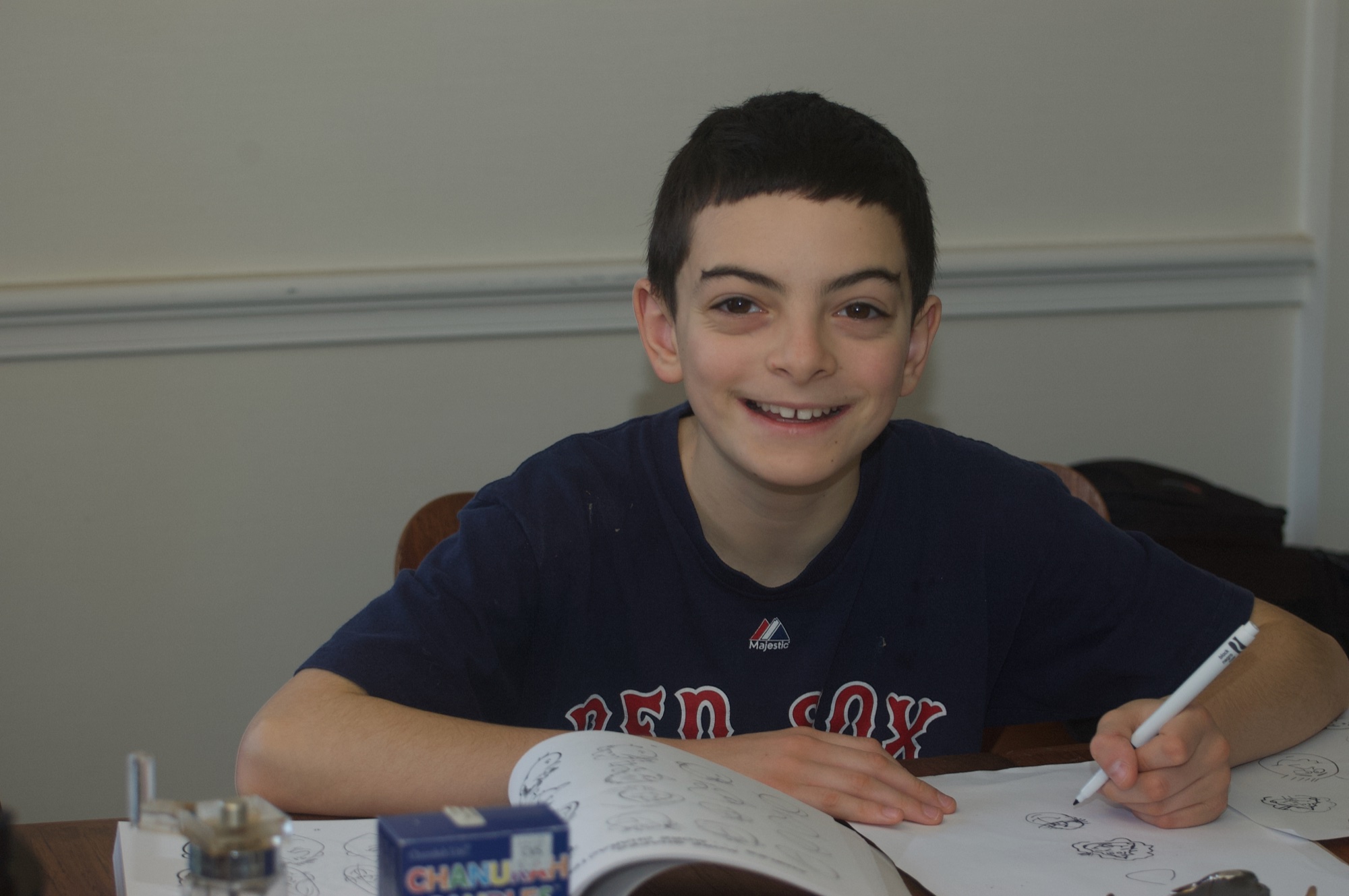 David drawing as a child