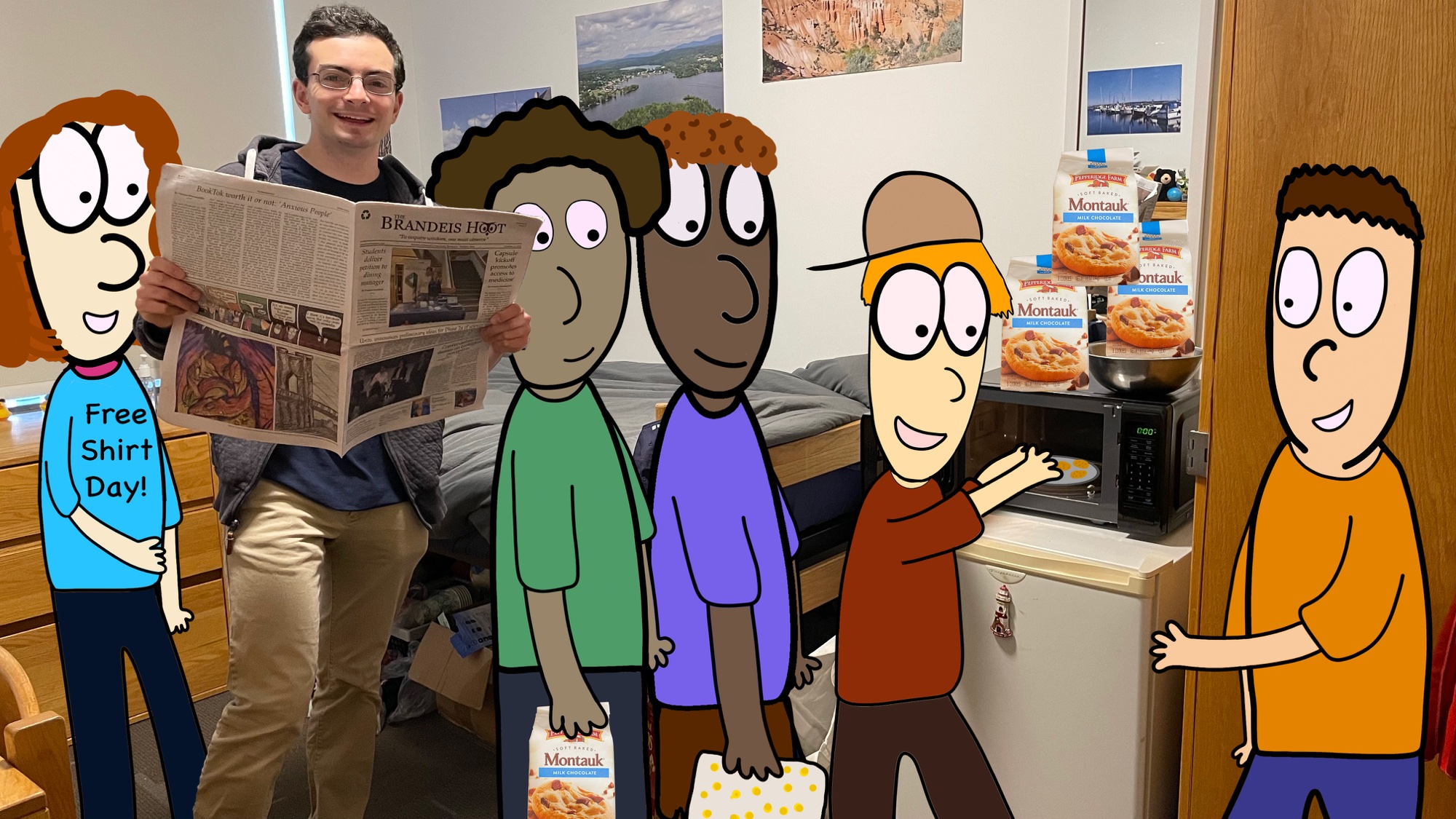 David with cartoon characters